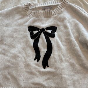 Sincerely Jules Cream Sweater with Black Bow